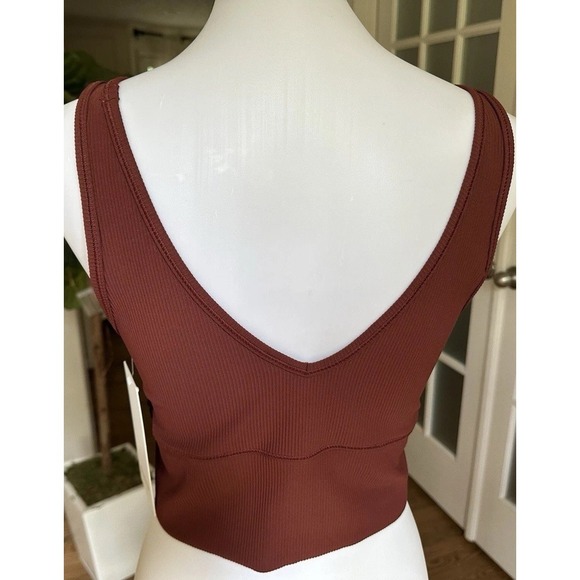 Lululemon Power Pivot Tank Ribbed Red Brown Size 10 NWT Cropped Reversible - Picture 2 of 7